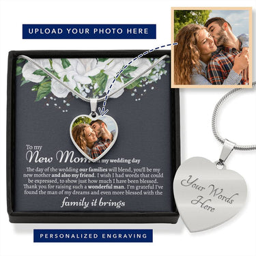 New Mom Card with Photo Heart Necklace - Love You This Much